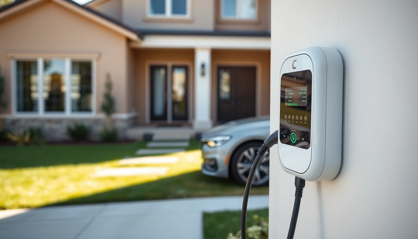 Install a McNally EV charger in a modern garage with a pristine home background.