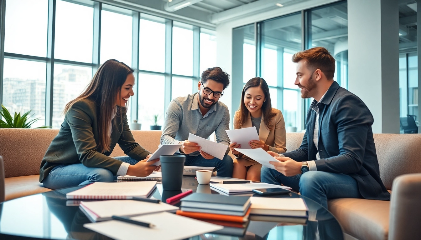 Dynamic collaboration at a Press release agency team meeting in a vibrant office.