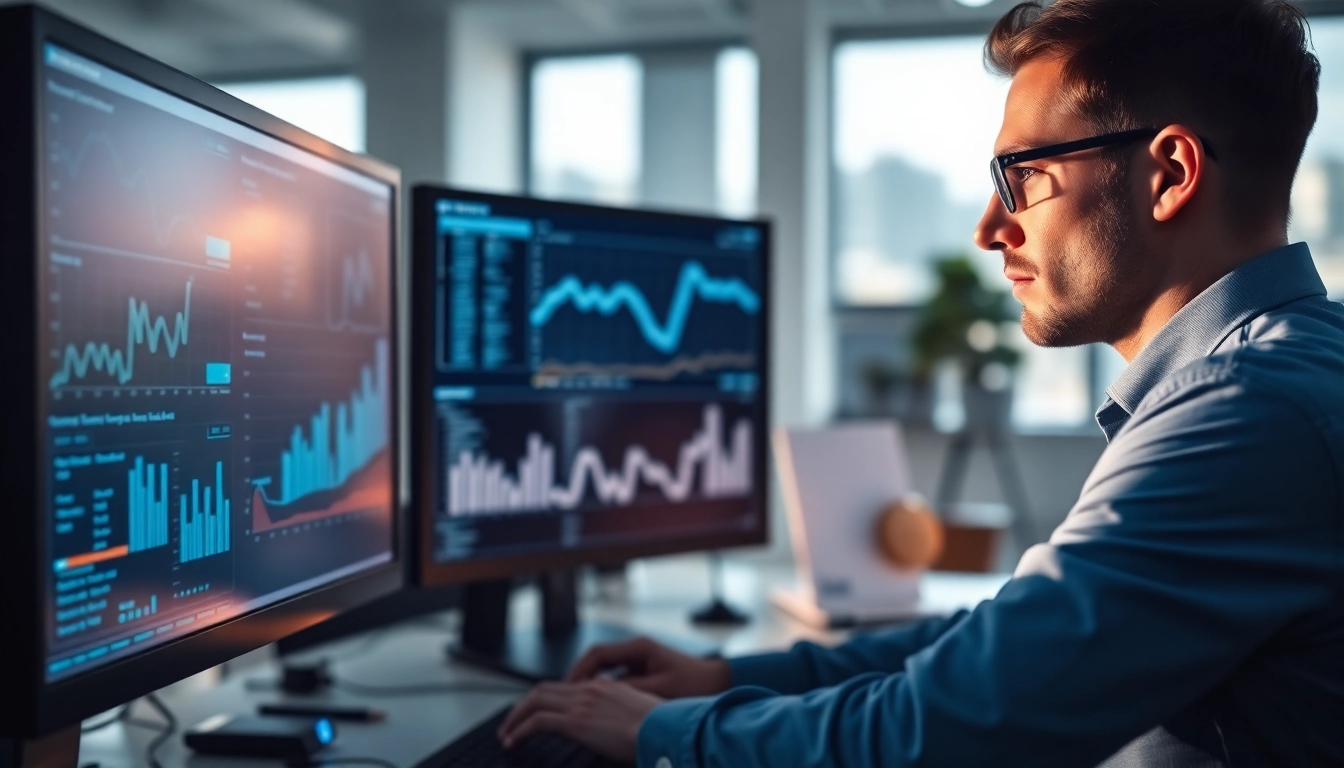 Cyberdan cybersecurity analyst examining data insights in a modern office setting.