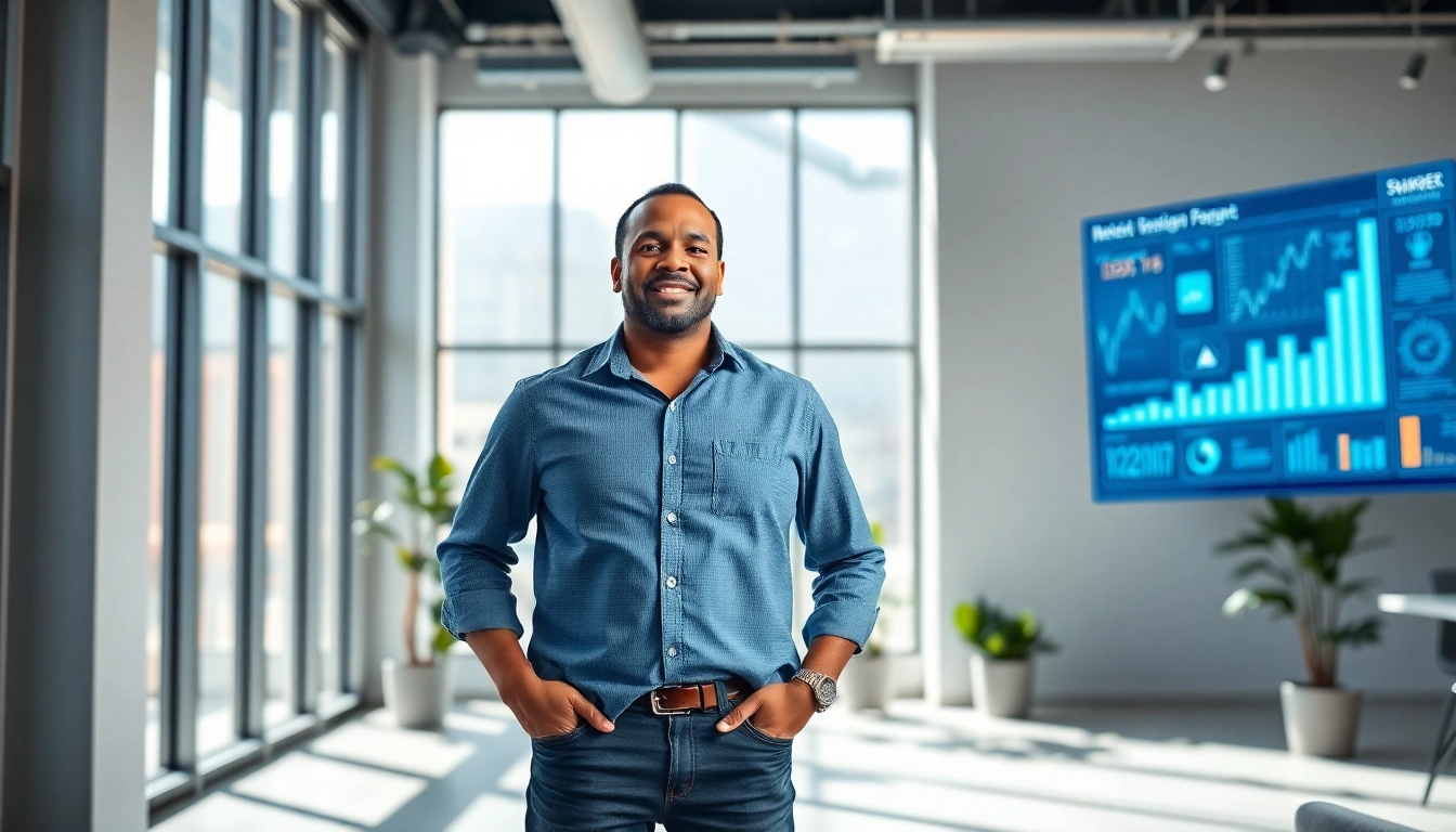Dennis Wimberly showcasing entrepreneurship in a modern office, symbolizing success in Atlanta.