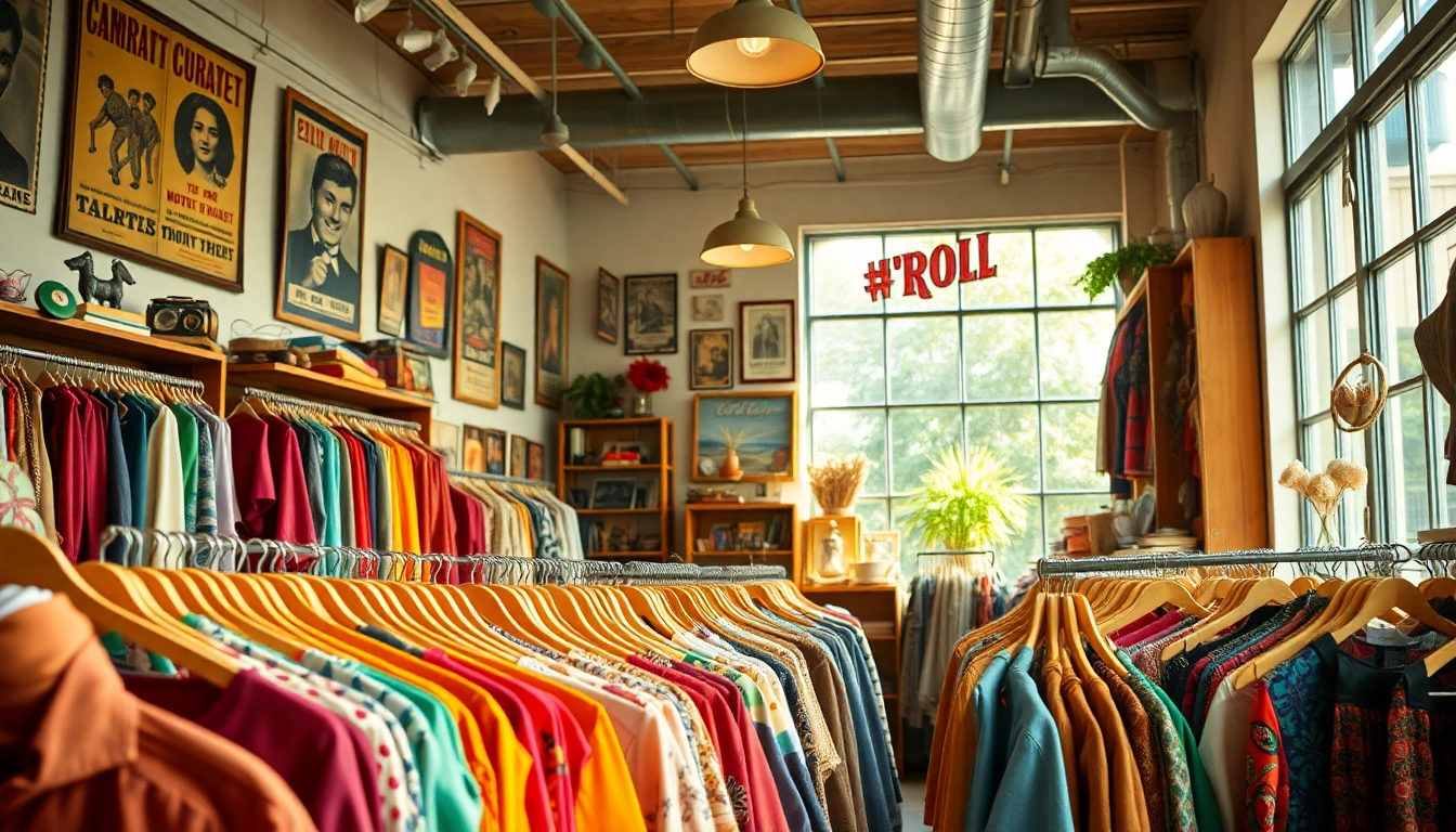 Shop unique vintage clothing treasures at https://thrift-vintage.com, featuring colorful retro displays.