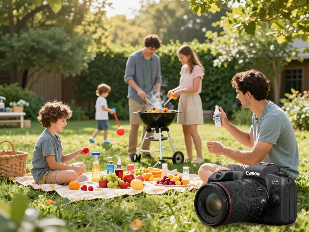Family enjoying a picnic while applying Best Mosquito Repellent outdoors, ensuring protection from mosquitoes.