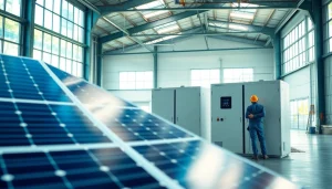 Efficient commercial storage system at a modern installation facility showcasing renewable energy.