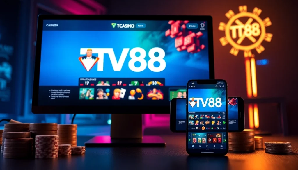 TV88 platform interface showcasing online gambling games and user-friendly design.