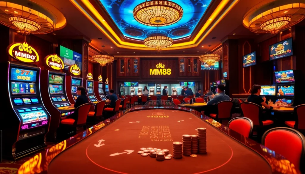 Experience the excitement of MM88 with professional dealers and vibrant casino visuals.