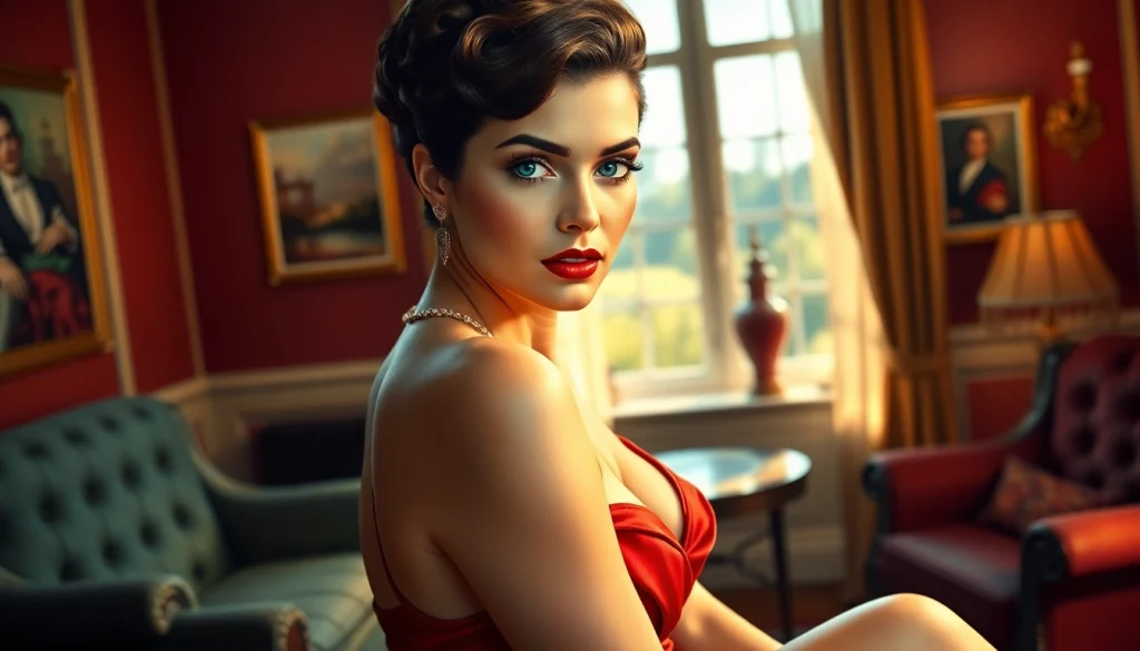 Featuring a glamorous vintage pin-up model inspired by https://www.esquirevargas.com in a 1940s setting.