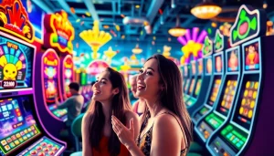 Main players having fun at https://rusia777.com with lively gaming visuals surrounding them.