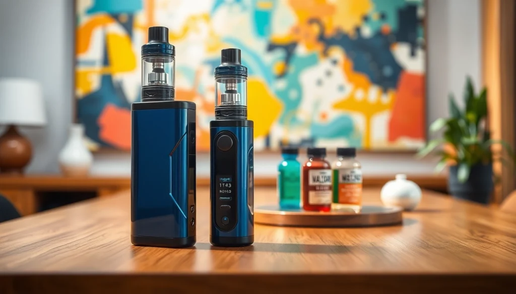Showcasing a sleek vape kit with vibrant accessories for a modern vaping experience.