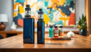 Showcasing a sleek vape kit with vibrant accessories for a modern vaping experience.