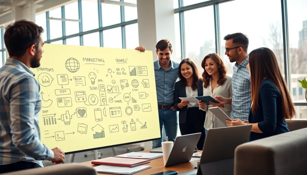 Boost your strategies with Good Wolf Marketing's collaborative team at work in a bright setting.