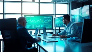 Proveedor Cloud para Empresas, equipo interactuando con tecnologías avanzadas en un entorno moderno.