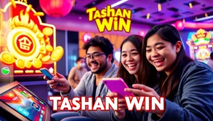 Tashan Win players experiencing thrilling gameplay on their devices amidst colorful graphics.