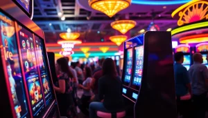 Mereka menikmati permainan agen toto slot dalam suasana kasino yang meriah.