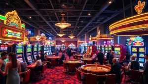 Gamblers enjoying a lively night at KJC AC casino, experiencing thrilling games of roulette and poker.