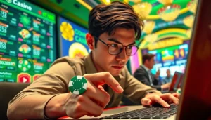 Menang di togel online dengan pemain berfokus di kasino digital yang cerah.