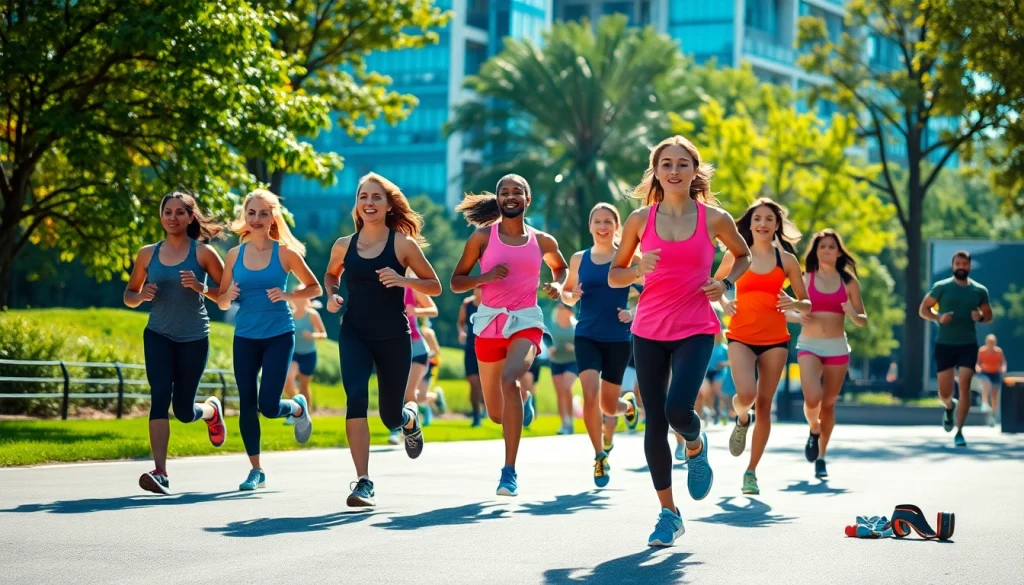 Les athlètes engagés dans des activités physiques dynamique avec pa-sport dans un parc urbain.