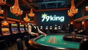 79king casino action: live dealer at a blackjack table with roulette and slot machines