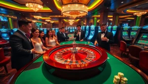 Experience thrilling gameplay at https://c168.info/ featuring players at a vibrant casino roulette table.