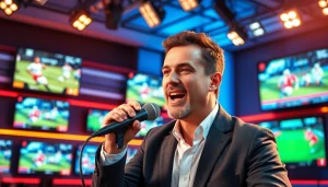 스포츠중계 생생한 현장을 다루는 스포츠 해설자의 모습