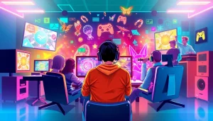 Menggambarkan aksi permainan toto resmi yang mengasyikkan dengan perangkat gamer modern