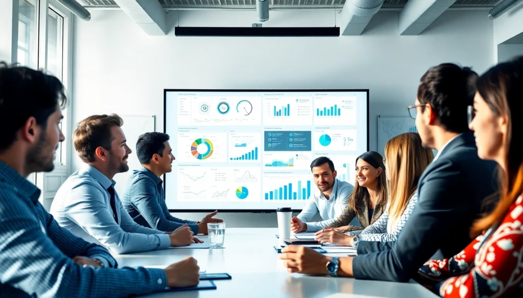 Discussing competitive intelligence strategies in a collaborative business meeting setting