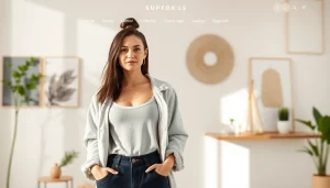 Showcasing a casual look from https://www.clothingcasual.com, a model exudes effortless style in a vibrant setting.