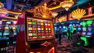 Menangkan di mesin luxury777 slot dengan suasana kasino yang ramai dan penuh energi.