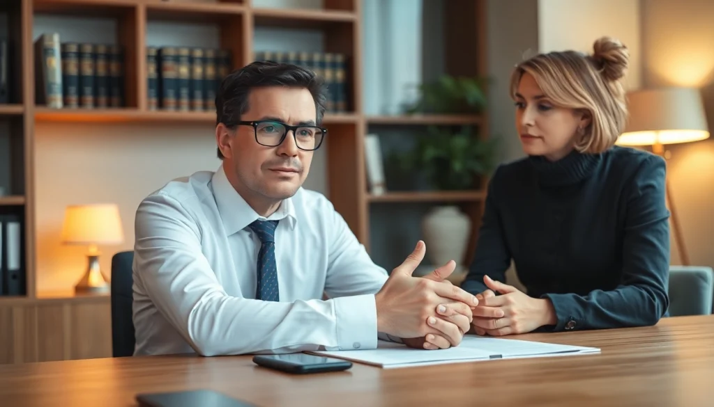 Consulting session at https://www.cohanlegal.com, focusing on a personal injury case in a professional setting.