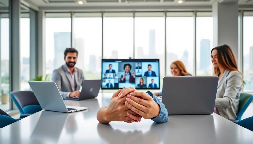 Engaged professionals using teams网页版 in a modern office setting to enhance collaboration.