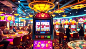 Putar mesin pakde4d slot yang menarik dengan simbol beruntung di kasino yang penuh warna.