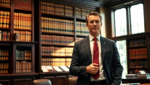 Professional Atlanta real estate attorney discussing in a courtroom at https://www.atlantarealestateattorney.com