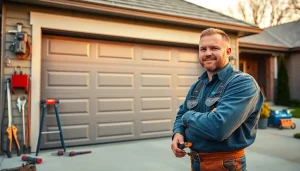 Garage Door Repair Vancouver, Wa technician expertly fixing a modern garage door.