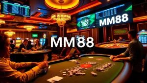 Experience the thrill at MM88 casino with players betting on poker and roulette.