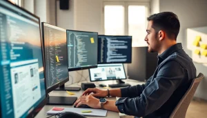 Engaging with unlimited WordPress tasks through creative design at a modern workspace.