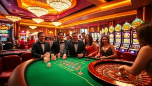 Players enjoying the thrilling experience at XX88's luxurious casino floor