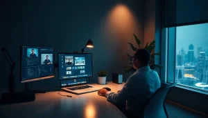 Engaged user effectively utilizing 向日葵远程控制 software in a modern workspace with high-tech devices.