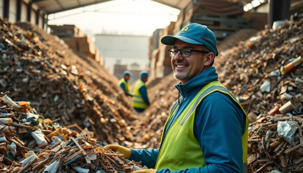 Effiziente Schrottabholung Düsseldorf durch freundliche Mitarbeiter, die Schrott sortieren und laden.
