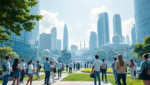 Engaging view of Technology evolution, showcasing diverse individuals interacting with digital interfaces.