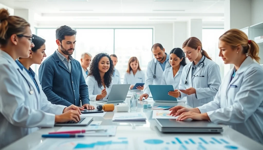 Visualizing the collaborative environment of the ADAPTABLE Aspirin Study with healthcare researchers analyzing data.