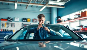 Efficient auto glass repair Northglenn service by a skilled technician on a vehicle windshield.