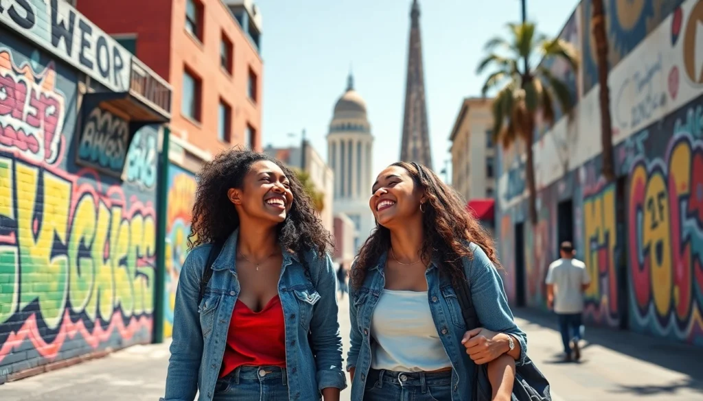Women enjoying urban life in Inglewood, California, featured on https://2urbangirls.com