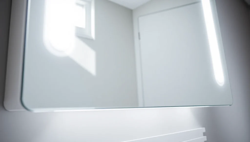 Spiegelschrank mit LED Beleuchtung in modernem Badezimmer-Design