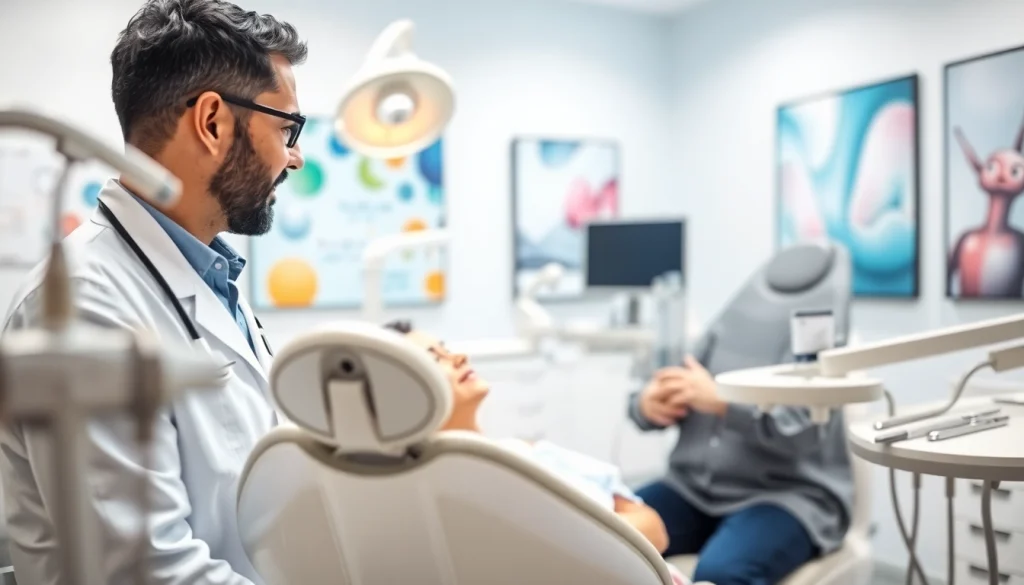 Dr. Shahram Valiani DDS engaging warmly with a patient in a modern dental office setting.