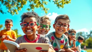 Our Children's Vision highlights children joyfully engaging in activities while promoting eye health.