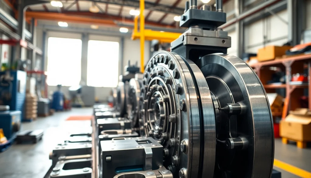 Capture of a progressive die showcasing its intricate design and precision in a manufacturing setting.