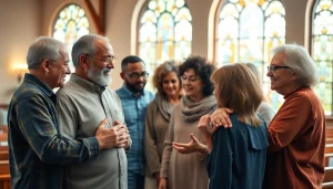 People finding Christian suicide support in a compassionate gathering, emphasizing community.