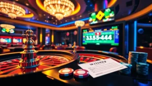 Betting interface showcasing 'tài 3.5/4 là gì' with poker chips and roulette wheel in a vibrant casino.