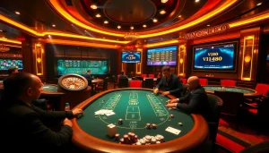 Experience high-stakes action at vn168 with poker tables, colorful chips, and thrilling excitement.