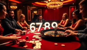 A gambler experiences excitement at a professional casino table featuring the keyword 6789 along with chips and cards.
