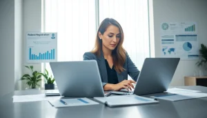 Understand the process of Registration and certification in Federal databases with a focused businesswoman analyzing data.